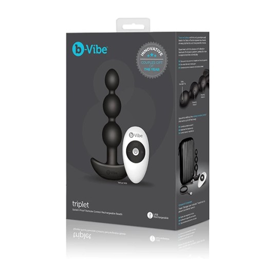 Koraliki analne wibrujące - B-Vibe Triplet Black